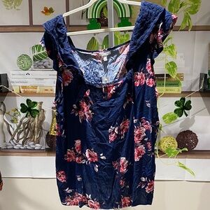Maurices Navy Floral Sleeveless Tank Top 2 X. Ptp is 25